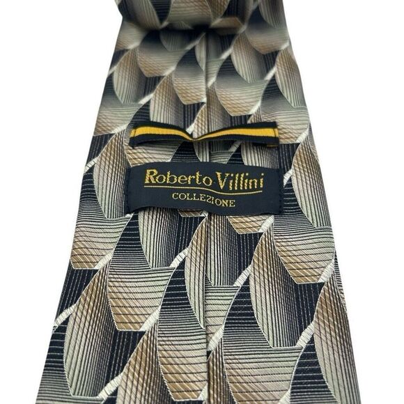 ROBERTO VILLINI Contour Men's 100% Silk Necktie Designer Geometric Striped Lot o - Picture 9 of 15